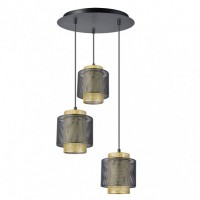 Distribuidor - Lâmpadas Diversas | Lâmpadas Modernas | PLAFON KYOTO 3XE27 NEGRO/ORO REGX35X35 CM Ref: 153383016